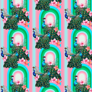 Peacocks in Miami Fabric by Miss Lolo