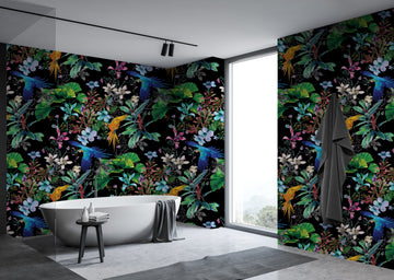 Birds of Paradise (black) Vinyl Wallpaper