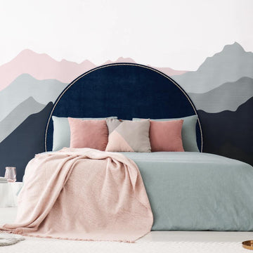 A contemporary style, half-circle shaped headboard, finished with a row of silver strip studs. All our headboards are made to order in Auckland, NZ, please allow 6-8 weeks for production.