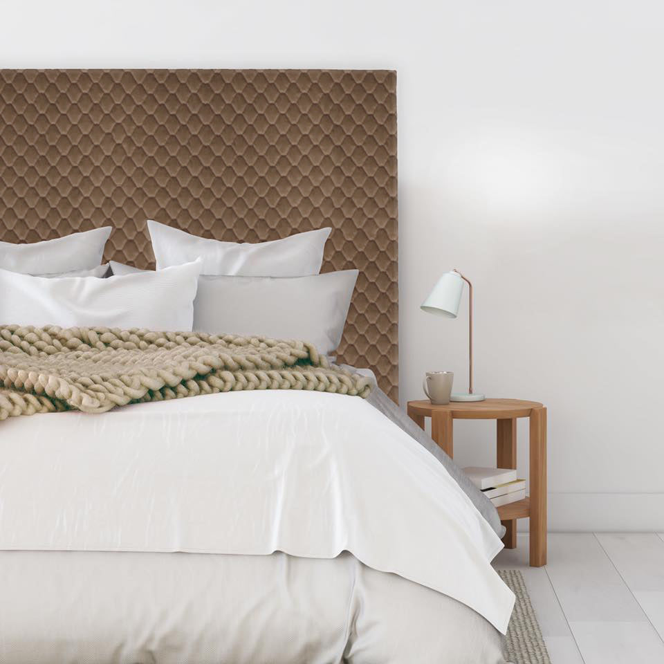 A simple and contemporary style headboard. Rectangular in shape with a textured velvet featuring a diamond stitch pattern. As these are NZ Made, please allow 6-8 weeks for production.