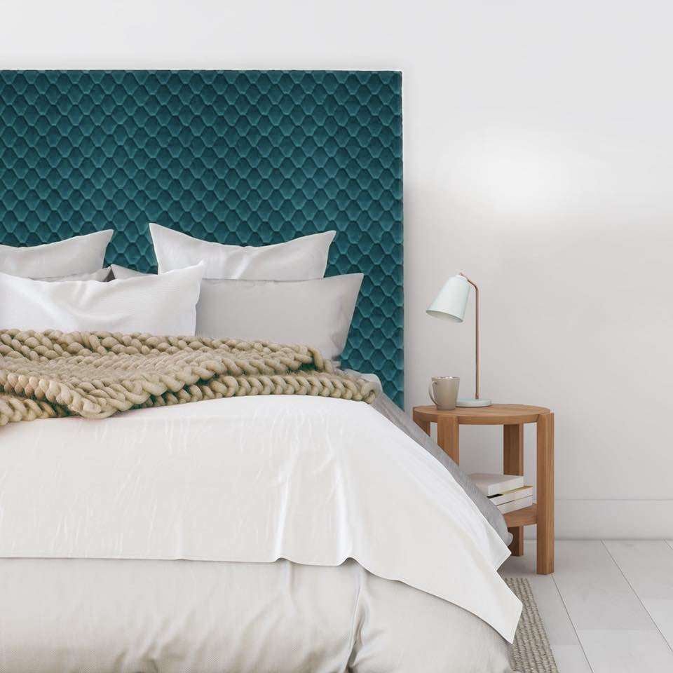 A simple and contemporary style headboard. Rectangular in shape with a textured velvet featuring a diamond stitch pattern. As these are NZ Made, please allow 6-8 weeks for production.