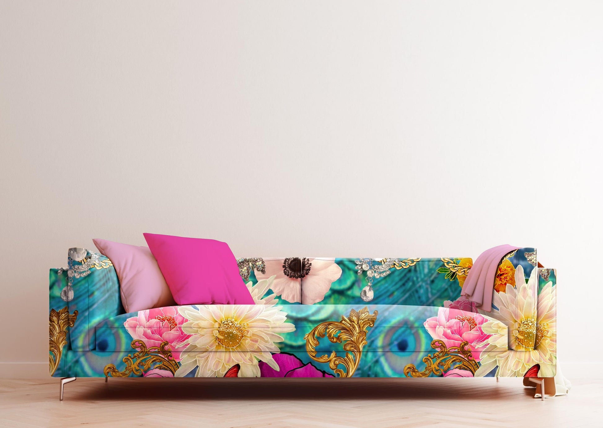 Soft and luxurious with a low-pile velvet appearance. Washable, colour-fast, and printed using water-based technology. Perfect for cushions and upholstery.