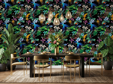 Birds of Paradise (black) Wallpaper by Miss Lolo