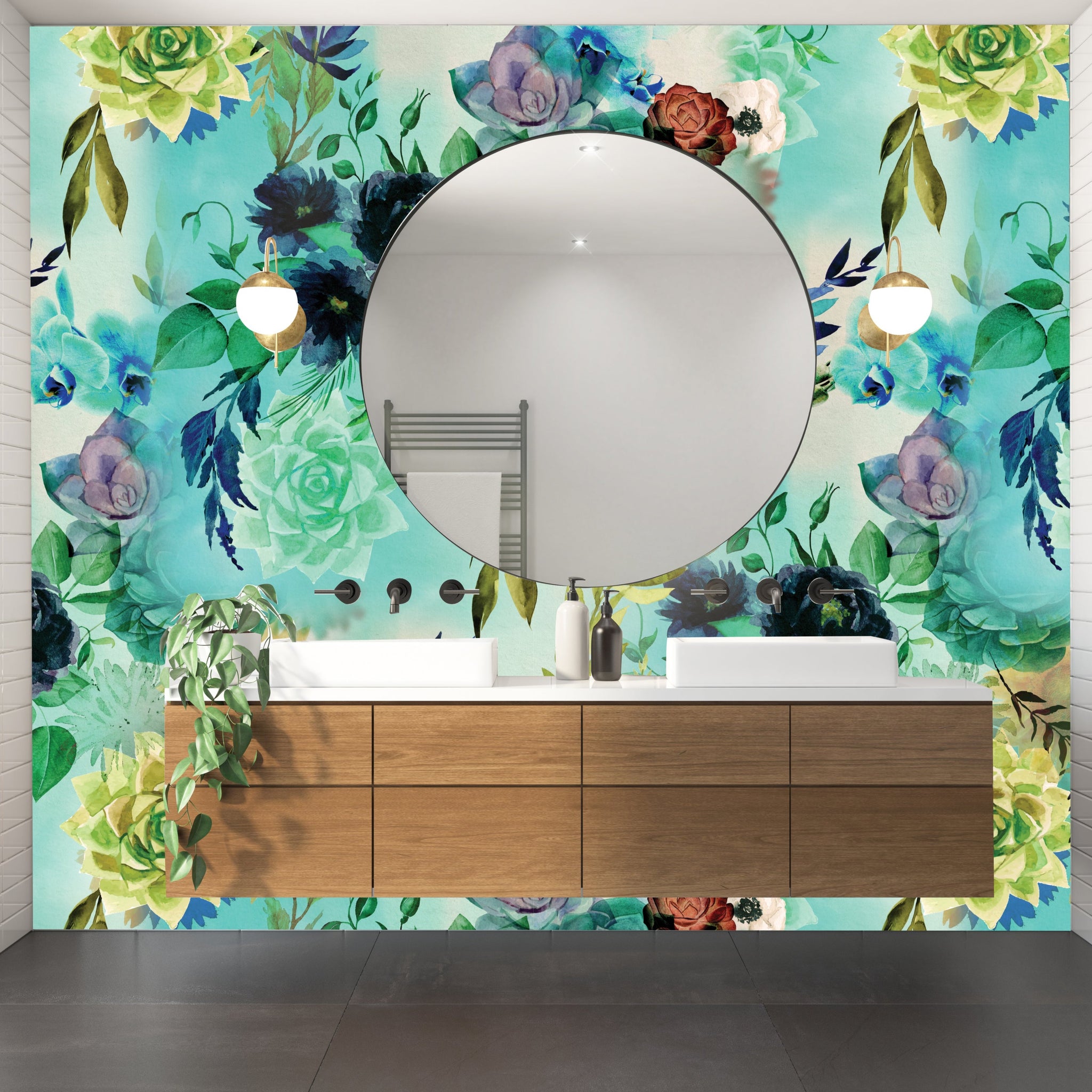 All of our wallpaper designs are now available as vinyl wallpapers for wet areas. All are printed to order here in Auckland, NZ.  130 cms in width and sold by the lineal metre.  450 gsm in weight