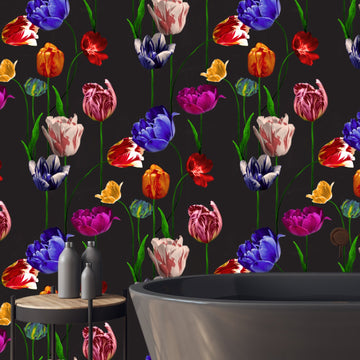 Blooming Tulips Vinyl Wallpaper