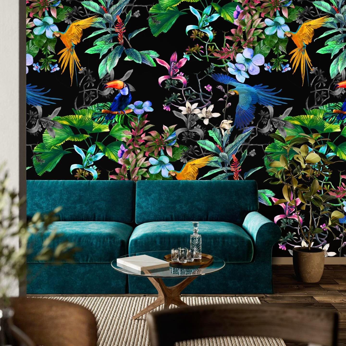 Birds of Paradise (black) Wallpaper