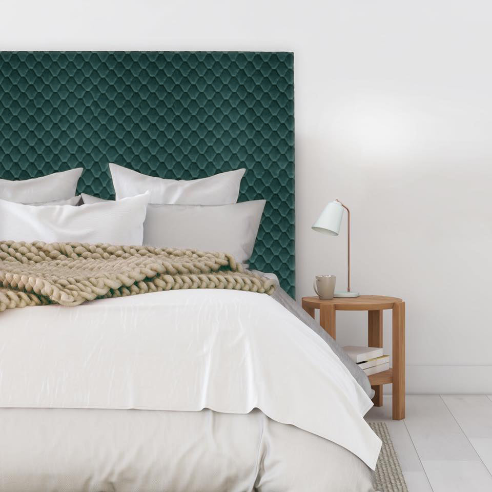 A simple and contemporary style headboard. Rectangular in shape with a textured velvet featuring a diamond stitch pattern. As these are NZ Made, please allow 6-8 weeks for production.